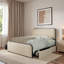 Lit moderne en métal avec tête de lit tapissier courbée et rangement sous le lit-115634698-115634697