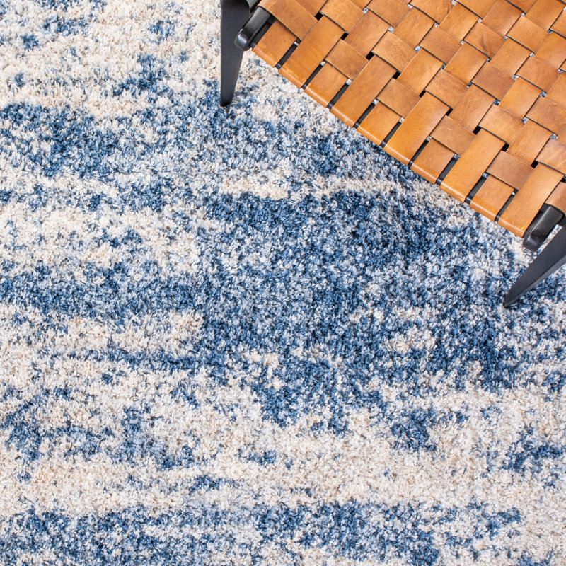 Mercurio Abstract Beige/Blue Area Rug, Rectangle 8' x 10'