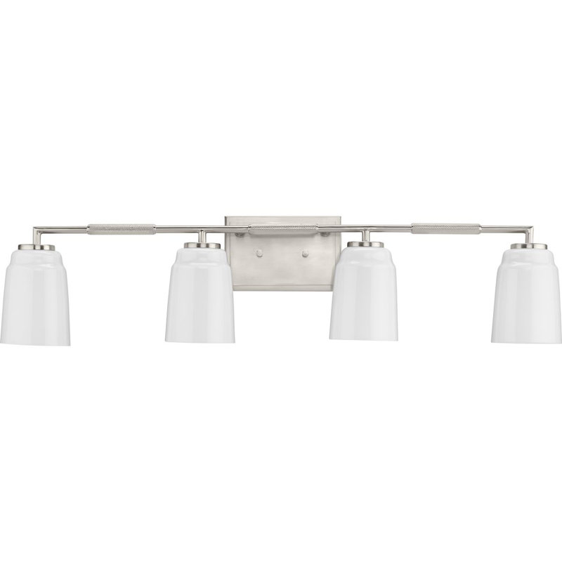 Four-Light Industrial Vanity Light, Brushed Nickel