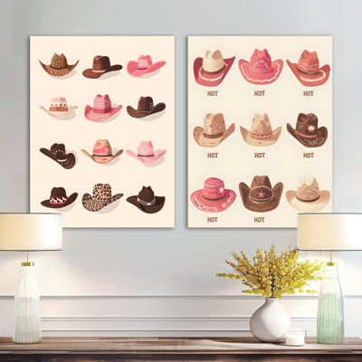 Ensemble de 2 chapeaux de cowboys roses et bruns assortis I - Western