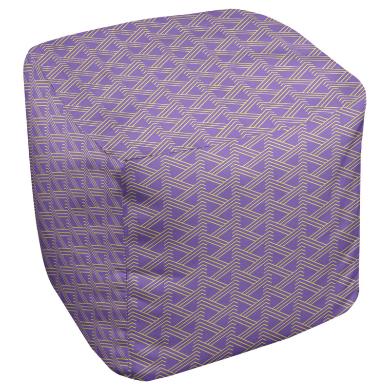 Repose-pieds cube à motif zag full color zig, Mauve / jaune