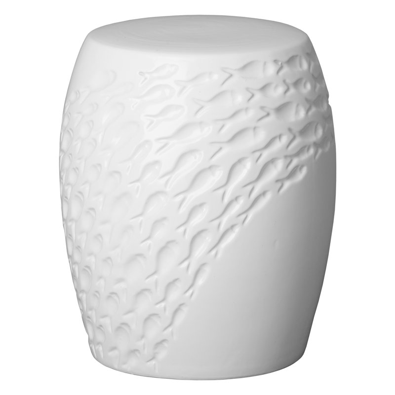 Diamondville Ceramic Accent Stool, White