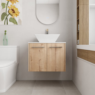 Ensemble de meuble-lavabo flottant simple 24 po avec plateau en céramique Daizon