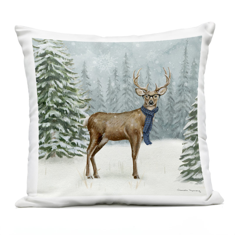 Coussin d'extérieur imprimé Christmas Critter Reindeer, par Danielle Murray