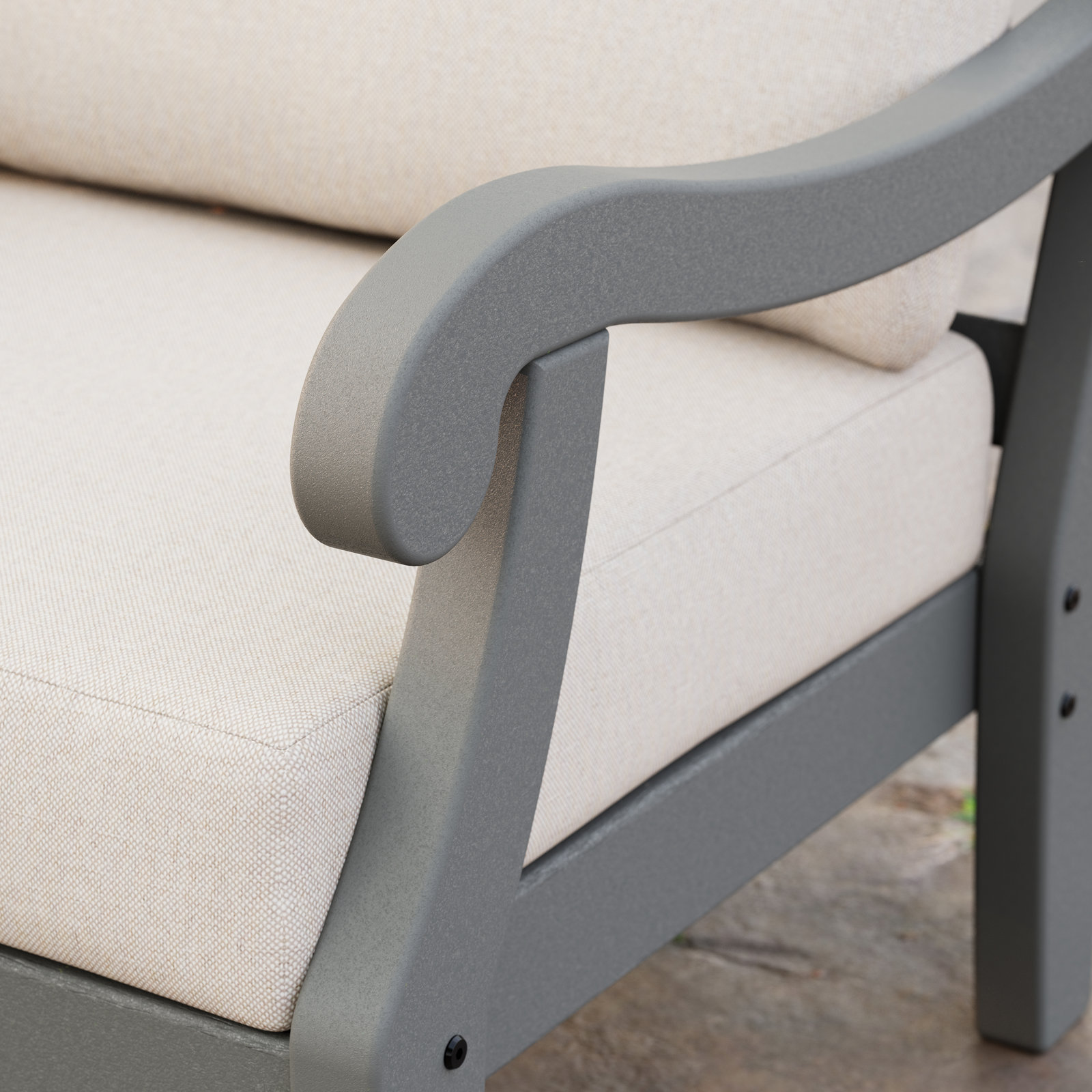POLYWOOD® Verlyn 72" Patio Sofa, Glacier Spa Cushion/Sand Frame