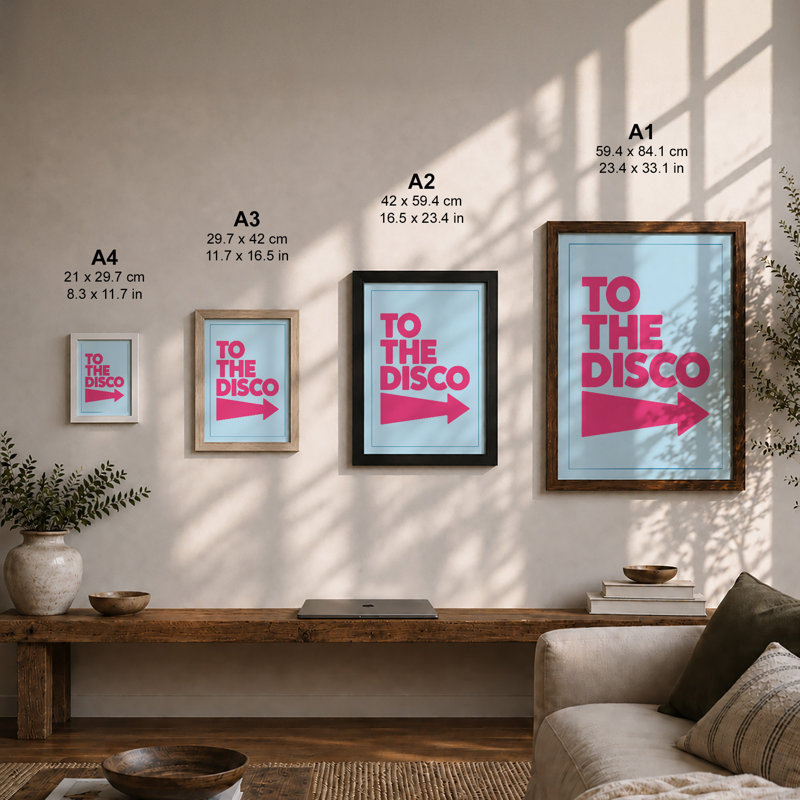 To the Disco Retro - Framed Print, A3 - 42.0 x 29.7 cm, Walnut