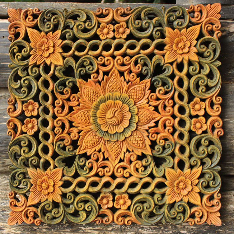 Handmade Boho Plants & Flowers Wall Decor on Solid Wood
