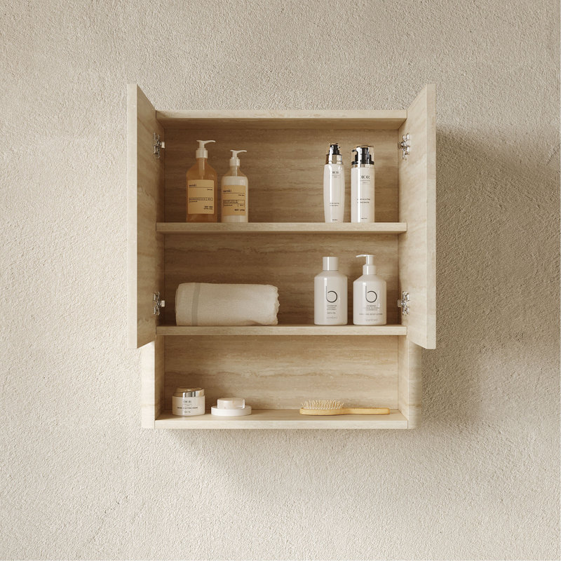 Armoire de salle de bain murale 26 po avec portes, tablette et compartiment de rangement ouvert au-dessus de la toilette pour la salle de bain, la cuisine et la salle de lavage
