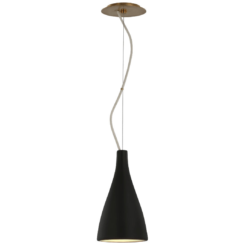 Barbara Barry Nimbus Small Pendant, 16" H x 6.5" W x 6.5" D, Matte Black