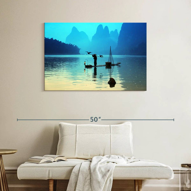 Ravi River Li Cormorant Fishing, 26" H x 39" W