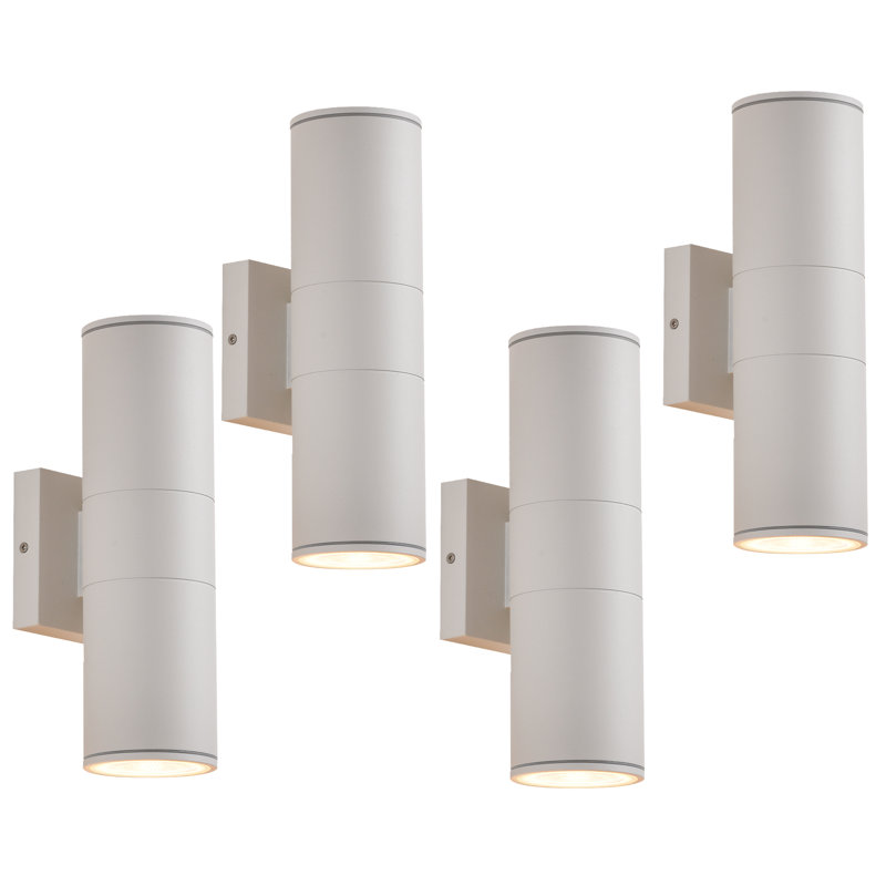 4-Pack 12" Modern LED Up and Down Wall Sconce – Aluminum  Round Wall Light, IP65 Waterproof, White