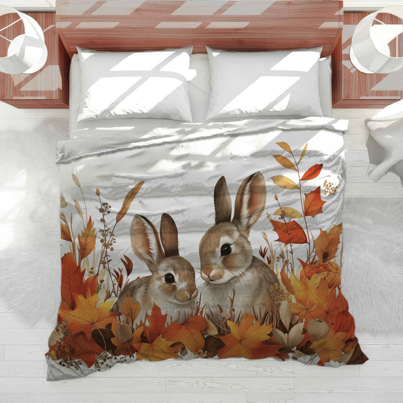 Édredon en mélange de coton Lapins et animaux, Édredon très grand