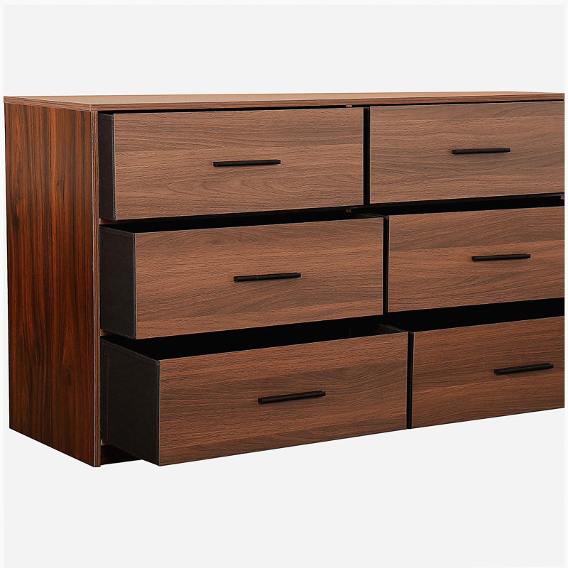 6-Drawer Dresser with Large Fabric Drawers, Walnut