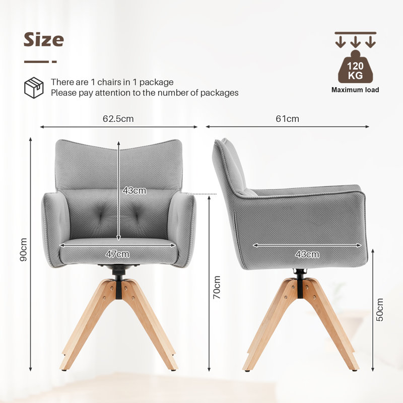 Upholstered Fabric Swivel Accent Chair, Grey