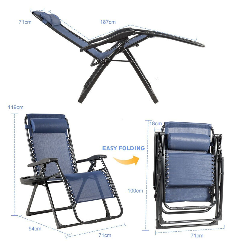 Besancon Folding Zero Gravity Chair, Navy