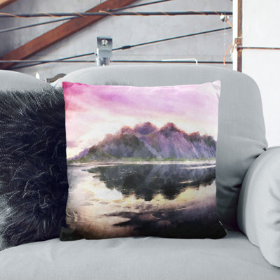 View of the Black Sand Beach Iceland Painting Scatter Cushion