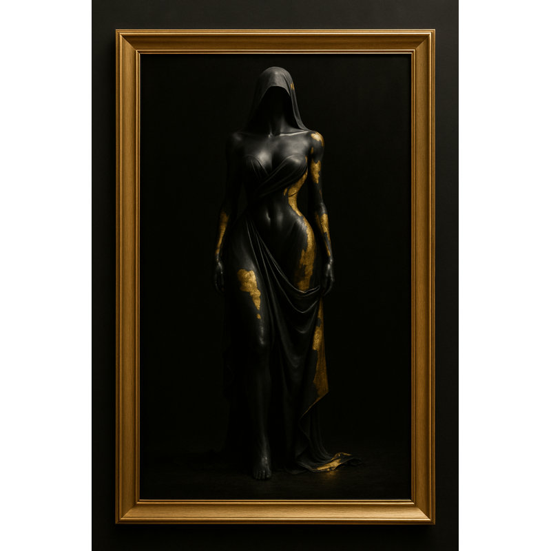 Toile encadrée «Gilded Veil» - cadre blanc, Blanc