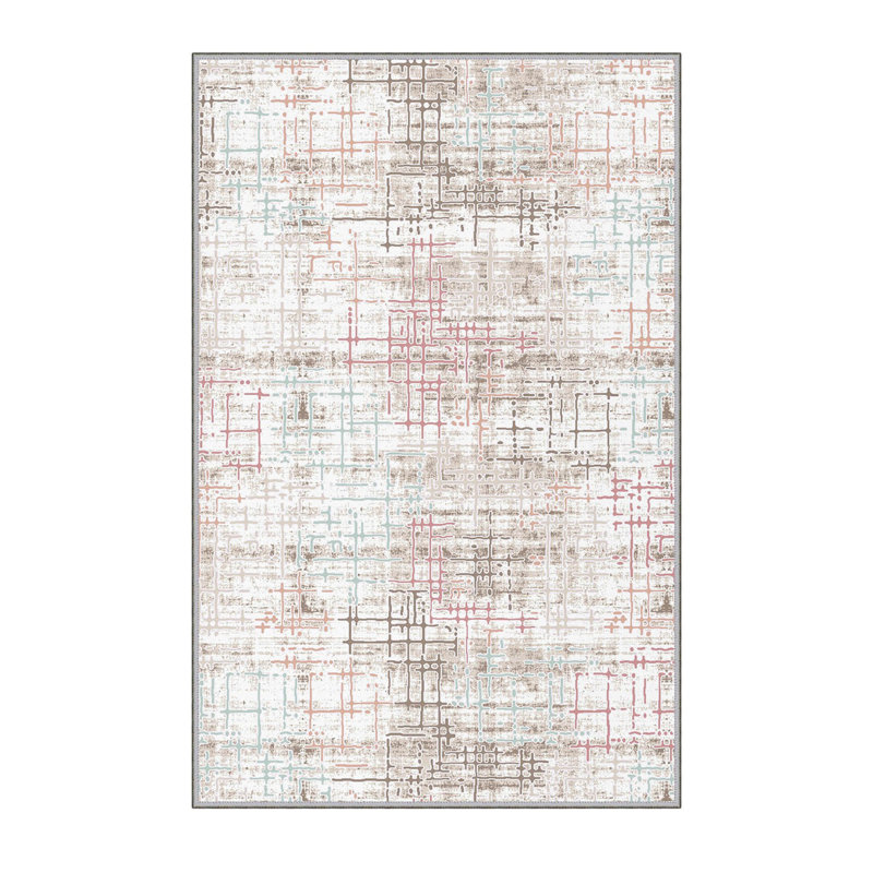 Stylish Woven Carpet (3.9 x 4. ft), 1% Polyester, Pile Height: .3 in | Antibacterial & Non-Slip Underside, 3D Digital Printing | Machine Washable, Perfect for Home Décor, Living Room & Bedroom Use