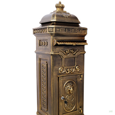 Boîte aux lettres boîte aux lettres grande capacité résidentielle, boîte aux lettres de sécurité pour plancher de jardin, statue de boîte aux lettres extérieure résistante à la pluie, couleur cuivre