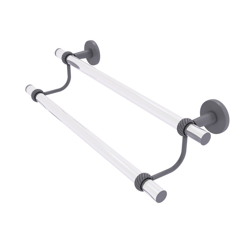 Double barre à serviettes murale clearview, Gris mat, H 7,6 po x l 22 po x P 5,5 po