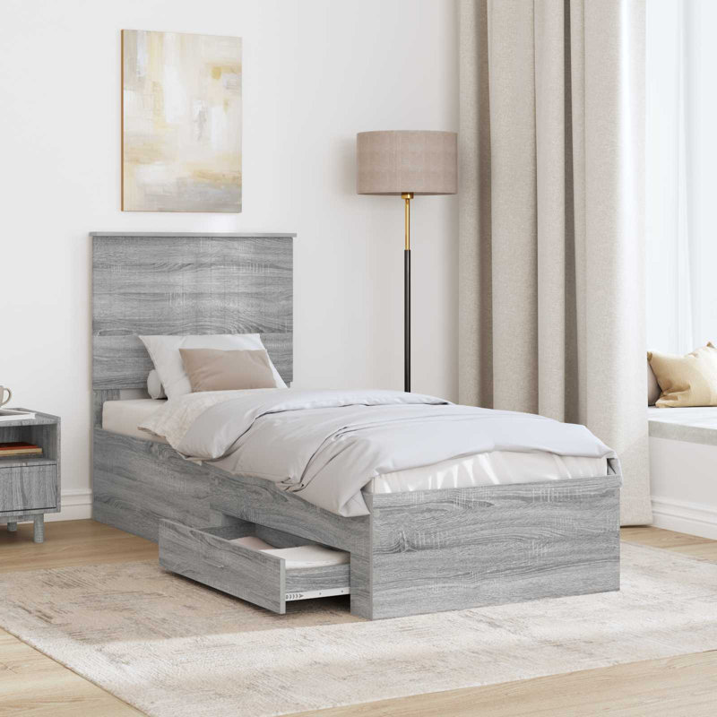 Bed Frame, Small Single (2'6), Silver/Grey Sonoma