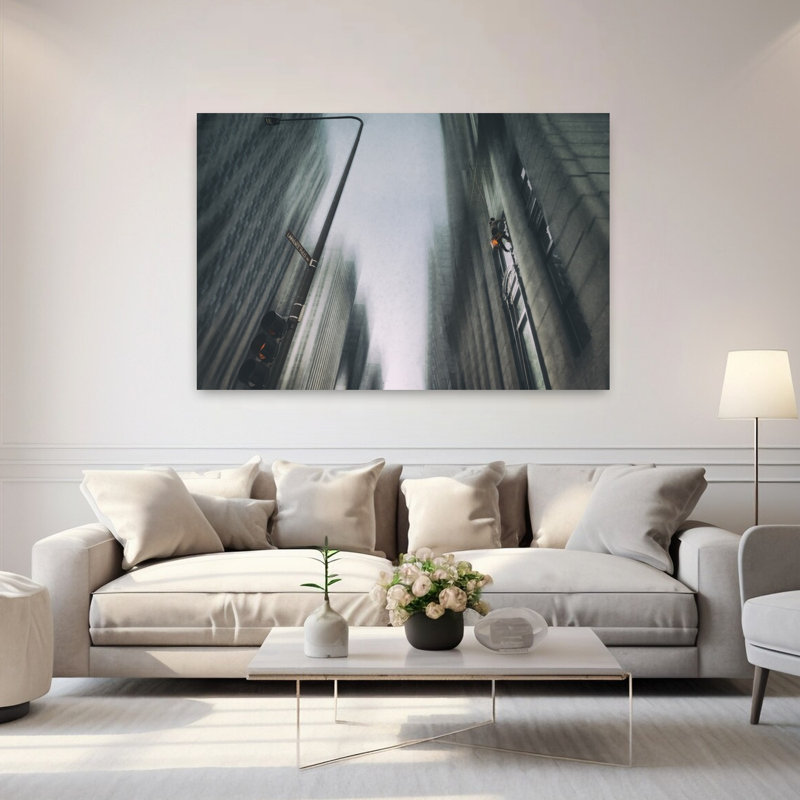 Art mural contemporain abstrait de fenêtre, H 40 po x l 60 po