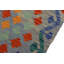 Tapis vert / bleu / gris en laine à motif de chevrons fait à la main 3 pi 3 po x 4 pi 10 po Madee