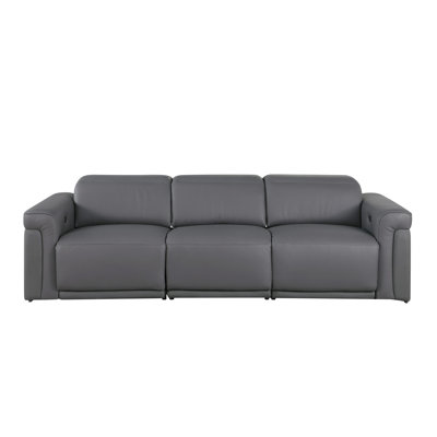 TOP GRAIN ITALIAN LEATHER 2-POWER RECLINING SOFA WITH POWER HEADREST