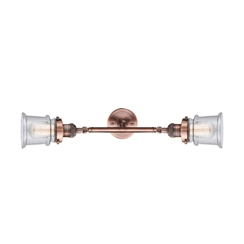 Éclairage pour salle de bain 2 lumières Alexandira, Grainé, Cuivre antique, Ampoule incandescente rétro de 60 watts