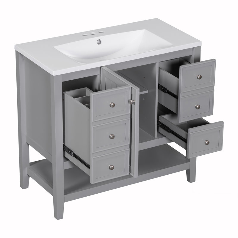 Meuble-lavabo 36 po avec lavabo, Gris