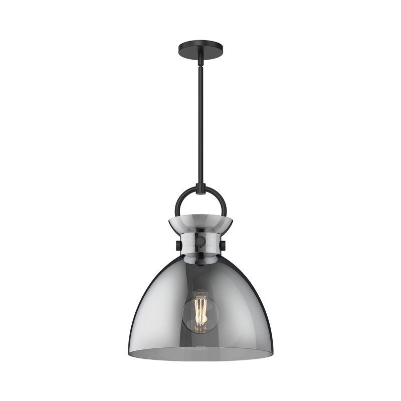 Tinka 1 - Light Single Pendant, 17.13" H x 14" W x 14" D, Smoked, Matte Black
