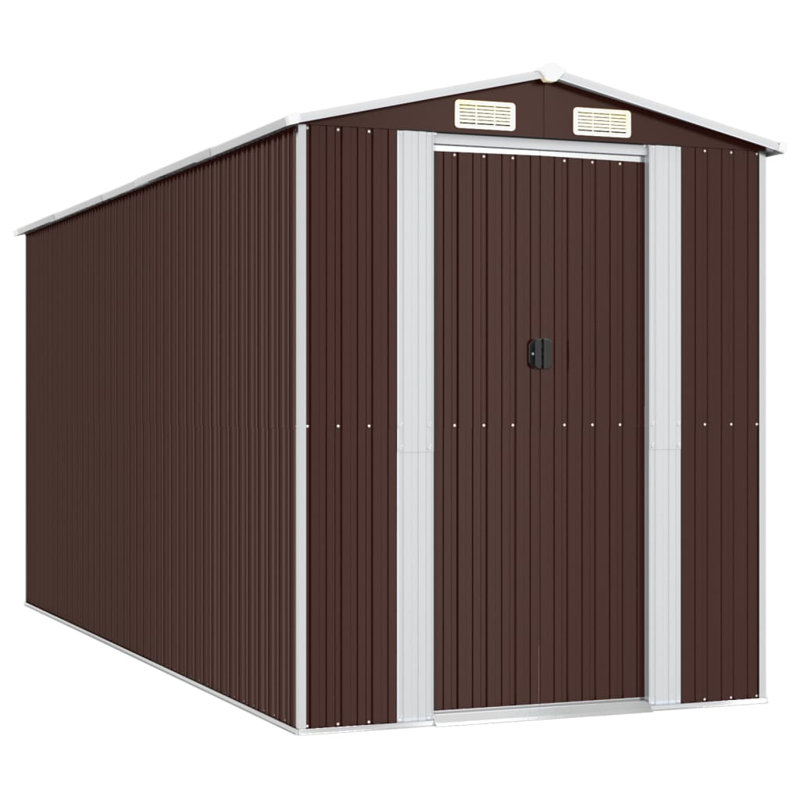 6.3 ft. W x 14.43 ft. D Steel Traditional Storage Shed, Dark Brown
