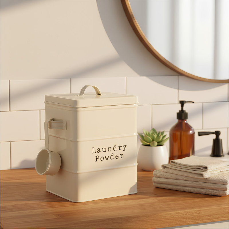 Harbour Housewares Vintage Metal Laundry Powder Canister, Grey