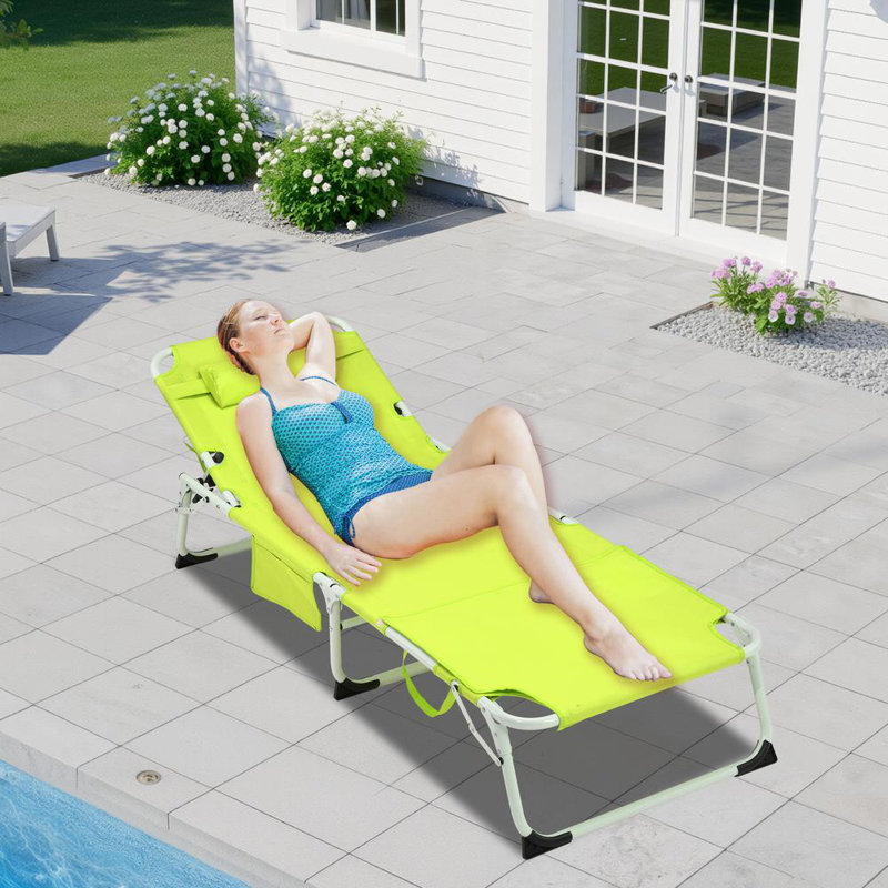 Fauteuil de bronzage avec trou pour le visage, Blanc/vert