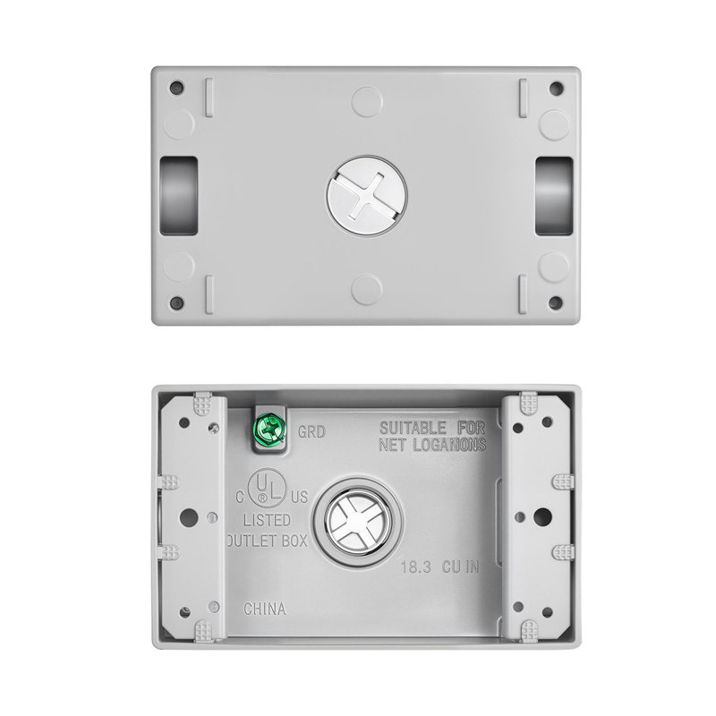 Boîte électrique d'extérieur, 4,5 x 2,8 x 2 po, boîte de jonction résistante aux intempéries, conduit électrique convenable de 1/2 pouce ou 3/4 de pouce, protecteur de prise à grande capacité de 18,3 pieds cubes, 4 pièces, gris