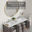 Ensemble de meuble-lavabo double 60 po gris avec rangement en bois massif et comptoir en marbre de culture blanc-958643181-958643182