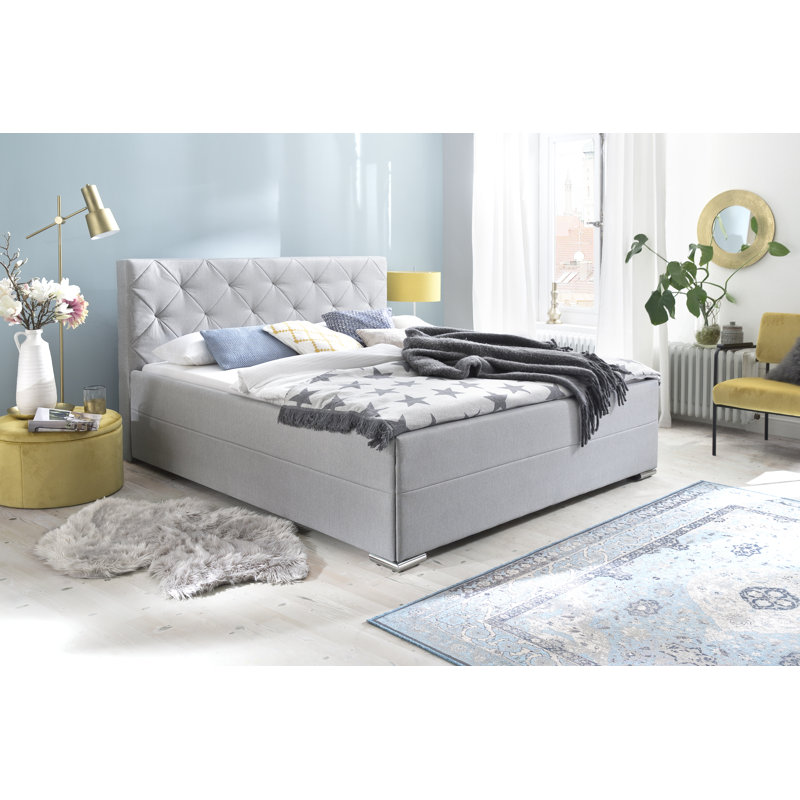 Hetum Upholstered Bed, Super King (6'), Porto light grey