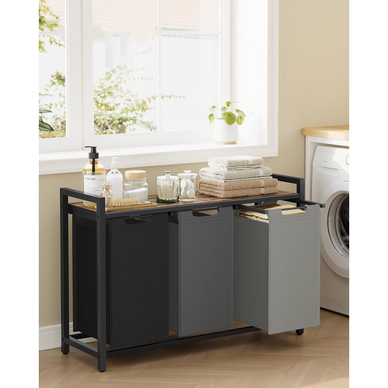 Laundry Sorter with Handles, Black/Dark Grey/Grey