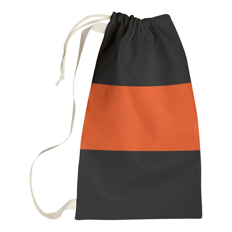 Fabric Laundry Bag with Handles, 29" H x 18" W x 1.5" D, Black/Orange/Black