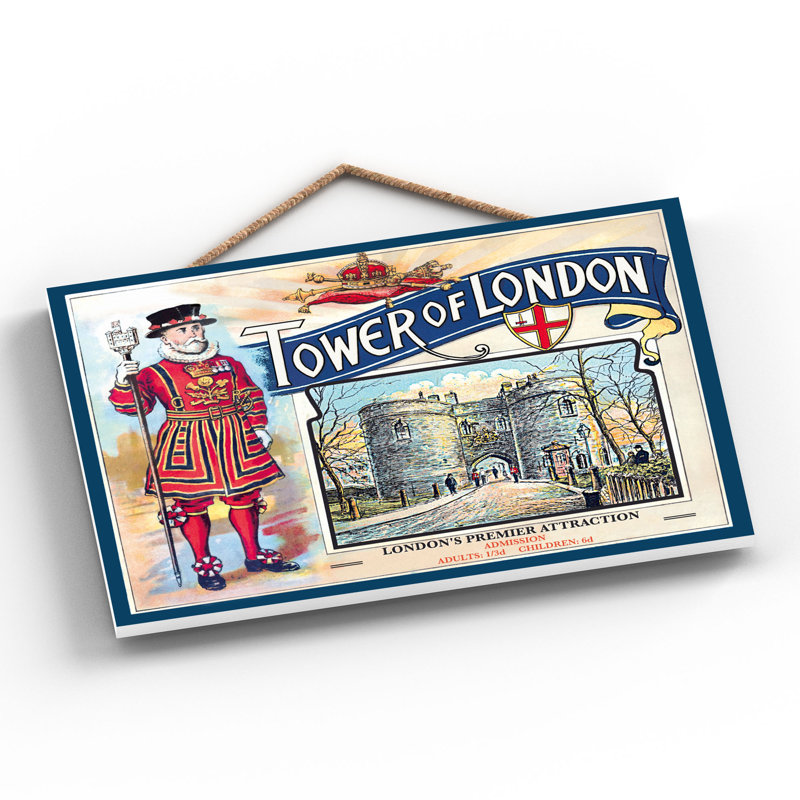 Tower Of London Vintage Retro Poster Design On Wooden Plaque