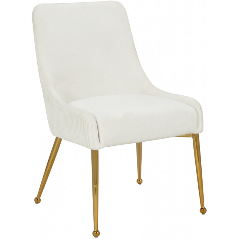 19'' H Velvet Upholstered Side Chair, Beige