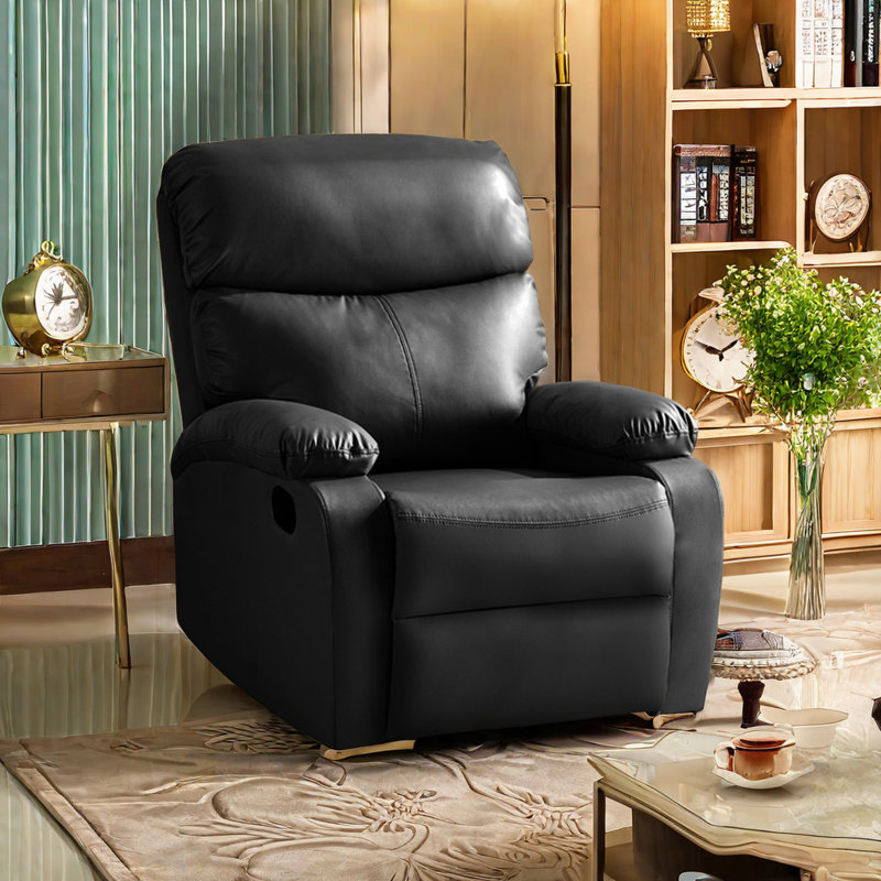 Fauteuil inclinable pivotant en similicuir Koumarianos, Noir