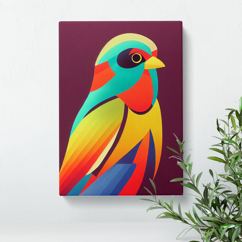 Colourful Bird No.2 Abstract - Wall Art, Wrapped Canvas, 50cm H x 35cm W x 3cm D