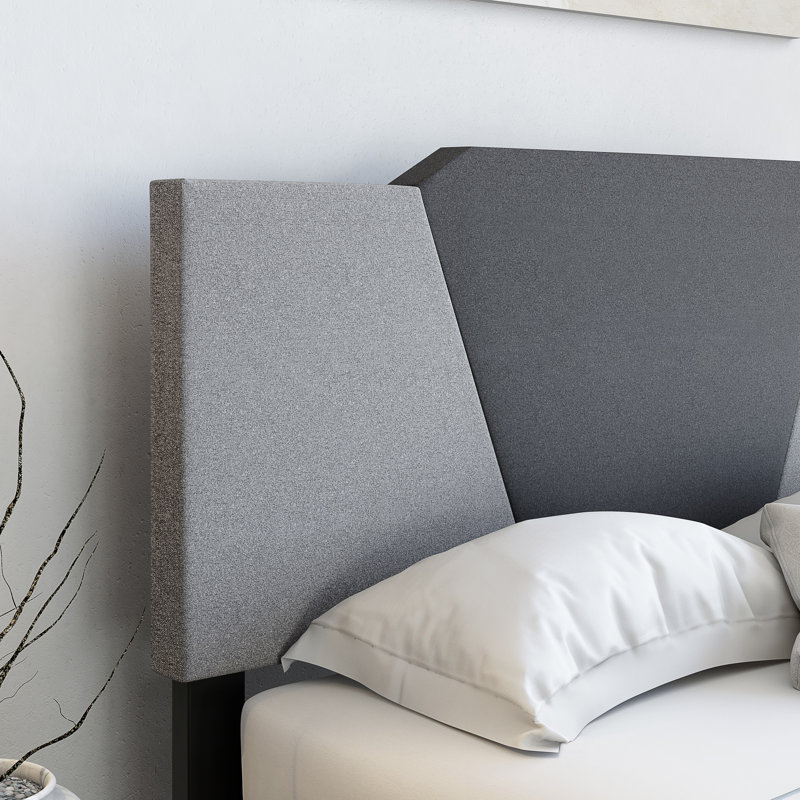 Tuscany Full-Size Linen Upholstered Bed with Diamond-Shaped Headboard