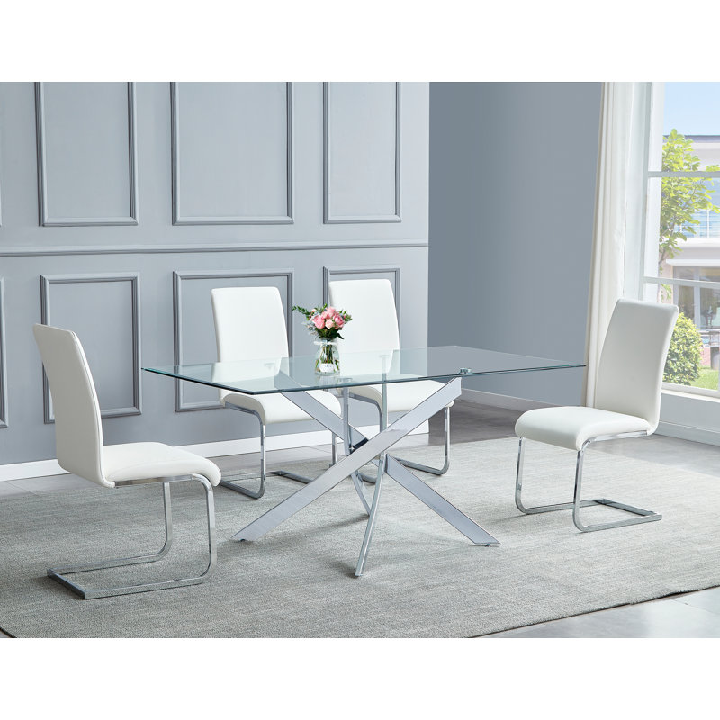 Ensemble repas pour 4 personnes Akinleye, Argenté / blanc, Argent argent