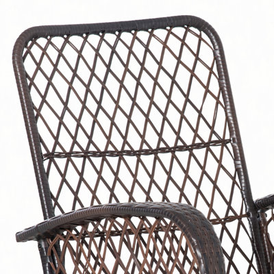 Outdoor Wicker Rocking Chair with Wide Seat, Thick, Soft Cushion, Rattan Rocker w/Steel Frame, High Weight Capacity for Patio, Garden, Backyard