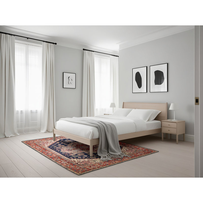 Tapis oriental orange / bleu marine, Rectangle 5 pi x 7 pi