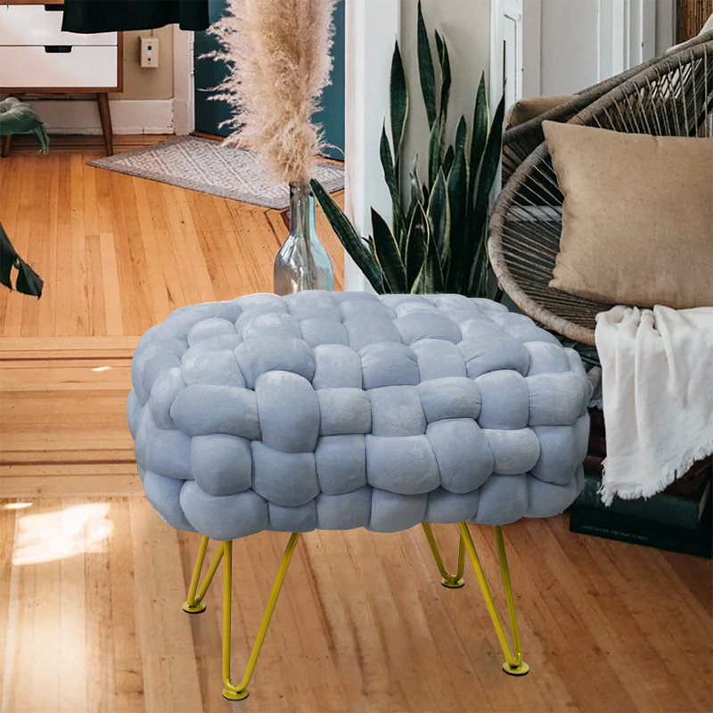 Opheim Velvet Ottoman, Lilac Gray Velvet