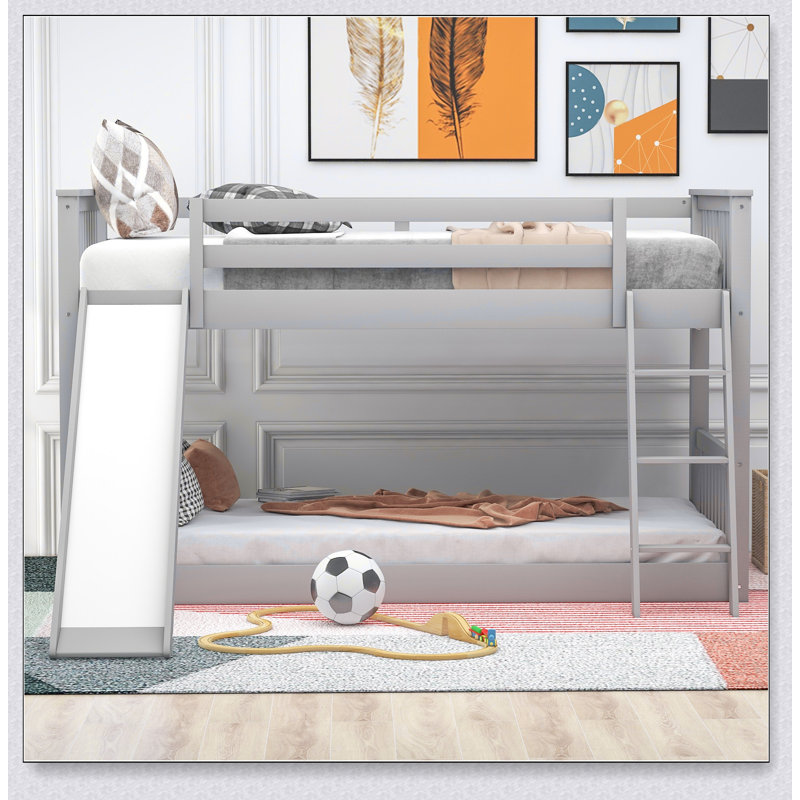 Twin Over Twin Bunk Bed With Convertible Slide And Ladder