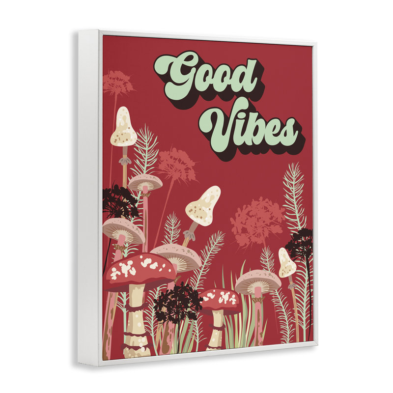 «Good Vibes Mushroom» par Diane Labombarbe bg-150, Estampe numérique encadrée blanc bord de mer, H 20 po x l 16 po